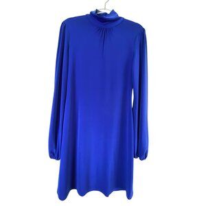 Vtg Y2k Moda International Blue Keyhole Back Dress Large Sexy Rave Classic Cute